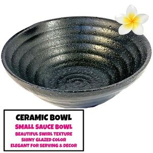 Glazed Ceramic Sauce Bowl With Swirl Texture Detail